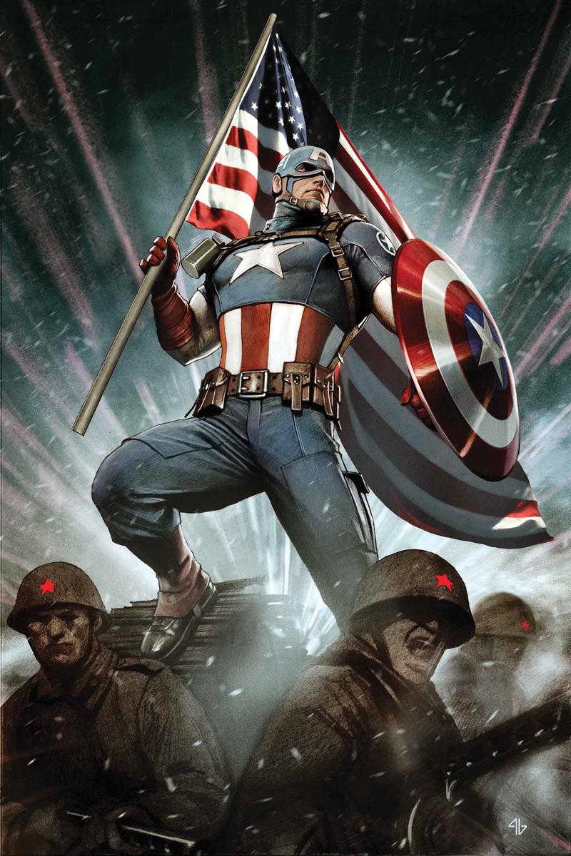 Captain America  WWII pose with flag